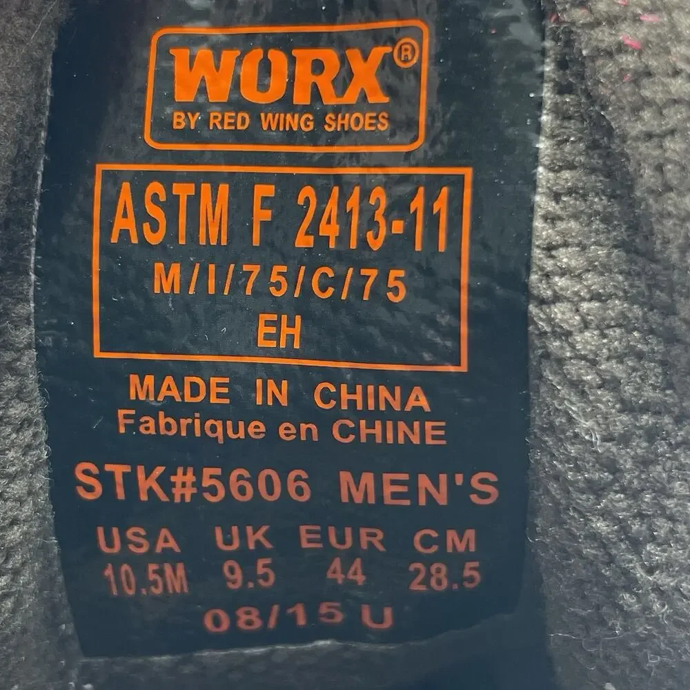 Worx by Red Wing 5606 Steel Toe Work Boots Mens Size 10.5 M Brown Leather EH